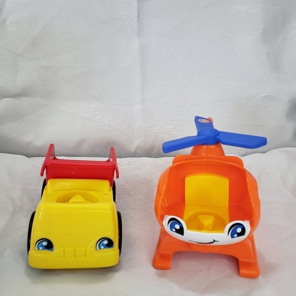 Fisher Price Little People Helicopter Dump Truck Vehicle Set Orange Yellow Red - Picture 1 of 9